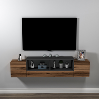 Morica Floating TV Stand with Shelves and Cabinets