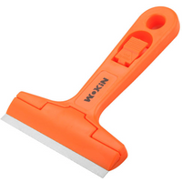 Window and Wall Scraper with 2 Spare Blades, ABS Case, Plastic Handle, Metal Blade, Easy Blade Release, and Hanging Hook