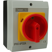 Sharp-Tec Rotary Isolator AC 32 Amp 4 Pole Three Phase + Zero Line IP66