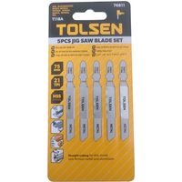 T118A Metal Jigsaw Blades, Pack of 5, HSS 21TPI for Straight Cutting Thin Metal, Non-Ferrous Metals & Aluminum
