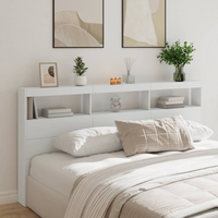 vidaXL Headboard Cabinet with LED White 200x17x102 cm