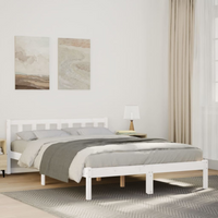 vidaXL Extra Long Bed Frame without Mattress White 160x220 cm Solid Wood Pine