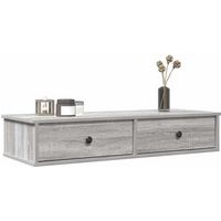 vidaXL Wall Shelf with Drawers Grey Sonoma 100x37.5x19 cm Engineered Wood