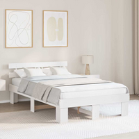 vidaXL Bed Frame with Headboard White 140 x 190 cm Solid Pine Wood