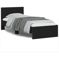 vidaXL Bed Frame without Mattress with LED Lights Black 75x190 cm Small Single