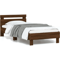 vidaXL Bed Frame without Mattress with LED Lights Brown Oak 90x200 cm