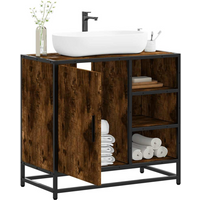 vidaXL Bathroom Sink Cabinet Smoked Oak 65x33x60 cm Engineered Wood