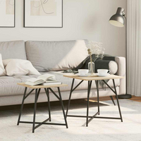 vidaXL Side Table Set 2 pcs Sonoma oak and Black 50 x 50 x 50 cm