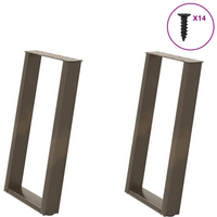 vidaXL Dining Table Legs U-Shaped 2 pcs Natural Steel 60x(72-73) cm Steel