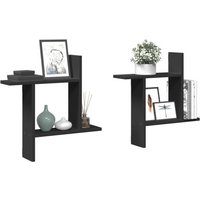 vidaXL Wall Shelves 2 pcs Black 50x12x50 cm Engineered Wood