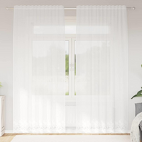 vidaXL Lace Curtain with Curtains Floral White 245x150cm Polyester