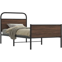 vidaXL Bed Frame without Mattress 100x190 cm Brown Oak Engineered Wood