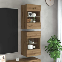 vidaXL Wall Cabinets with LED Lights for TV 2 pcs Artisan Oak 40x30x60,5 cm