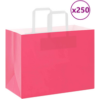 vidaXL Paper Bags 250 pcs with Handles Pink 32x17x25 cm