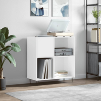 vidaXL Record Cabinet High Gloss White 84.5x38x89 cm Engineered Wood