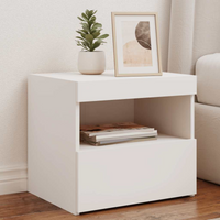 vidaXL Bedside Cabinet with LED Lights White 50x40x45 cm