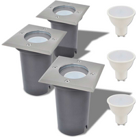vidaXL Outdoor LED Ground Lights 3 pcs Square
