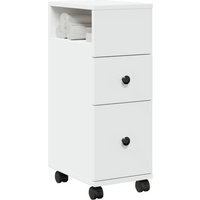 vidaXL Narrow Bathroom Cabinet with Wheels White Engineered Wood