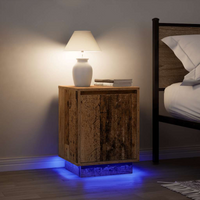 vidaXL Bedside Cabinets with LED Lights 2 pcs Old Wood 38x34x50 cm