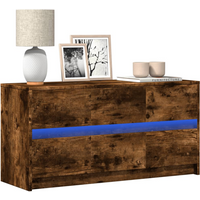 vidaXL TV Cabinet with LED Smoked Oak 100x34x50 cm Engineered Wood