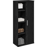 vidaXL Bathroom Cabinet with Roll Holder Black 39x22x90 cm