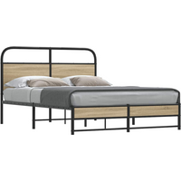 vidaXL Bed Frame Without Mattress 140x200 cm Smoked Oak Engineered Wood