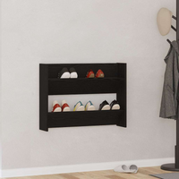 vidaXL Wall Shoe Cabinet with Shelf Other Black oak Engineered wood