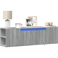 vidaXL TV Wall Cabinet with LED Lights Grey Sonoma 135x31x39.5 cm