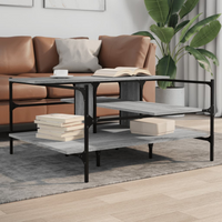 vidaXL Coffee Table Grey Sonoma 100x100x48.5 cm Engineered Wood