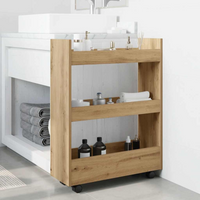 vidaXL Narrow Storage Trolley 3 Tier Artisian Oak Engineered Wood