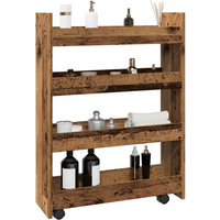 vidaXL Narrow Storage Trolley 4 Tier Old Wood Engineered Wood