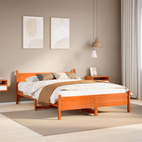 vidaXL Bed Frame without Mattress Wax Brown 160x200 cm Solid Wood Pine