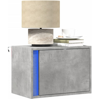 vidaXL Wall-mounted Bedside Cabinet with LED Lights Concrete Oak