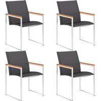 vidaXL Garden Chairs 4 pcs Textilene and Stainless Steel Grey