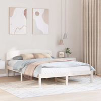 vidaXL Bed Frame with Headboard White 140 x 200 cm Solid Pine Wood