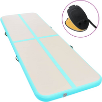 vidaXL Inflatable Gymnastics Mat with Pump 700x100x10 cm PVC Green