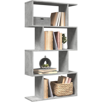 vidaXL Room Divider Bookcase 4-Tier Concrete Grey 70x24x129 cm Engineered Wood
