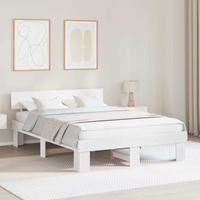 vidaXL Bed Frame with Headboard White 160 x 200 cm Solid Pine Wood