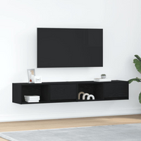 vidaXL TV Cabinets 2 pcs Black Oak 80x31x25.5 cm Engineered Wood