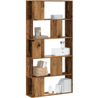 vidaXL Bookcase 5-Tier Old Wood 80.5x23.5x162.5 cm Engineered Wood