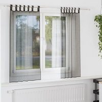 vidaXL Voile Curtains with Tab Top 2 pcs Black