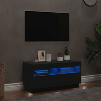 vidaXL TV Cabinet with LED Lights Black 80x35x40 cm