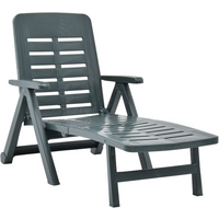 vidaXL Folding Sun Lounger Plastic Green