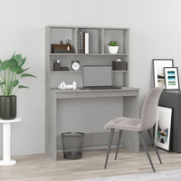 vidaXL Desk with Shelves Concrete Grey 102x45x148 cm Engineered Wood