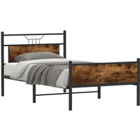 vidaXL Bed Frame without Mattress Smoked Oak 107x203 cm Engineered Wood
