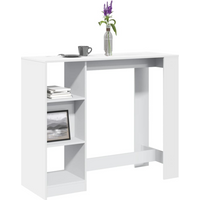 vidaXL Bar Table with Shelf White 124x46x103.5 cm Engineered Wood