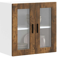 vidaXL Kitchen Wall Cabinet with Glass Door Porto Smoked Oak