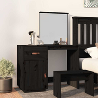 vidaXL Dressing Table Black 95x50x134 cm Solid Wood Pine