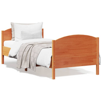 vidaXL Bed Frame without Mattress Wax Brown 75x190 cm Small Single Solid Wood Pine