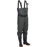 vidaXL Chest Waders with Boots and Belt Dark Green Size 42